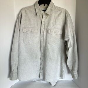 Redhead, light, gray, button-down, long sleeve shirt, men size large